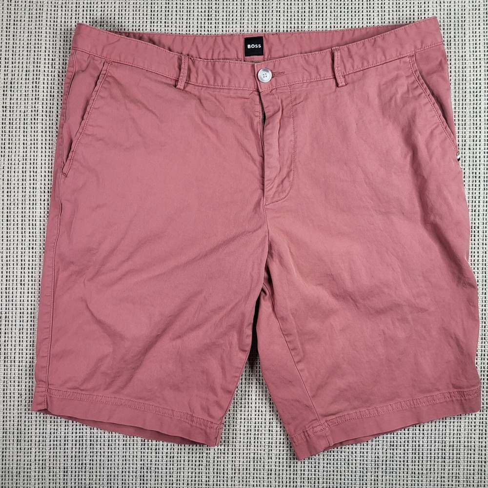 BOSS‎ Shorts Mens 36R Pink SLICE Slim Fit Stretch Casual Classic Chino Summer